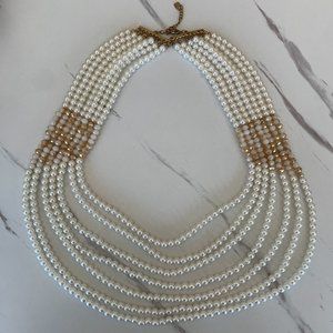 Vintage Pearl Multi-Strand Statement Necklace